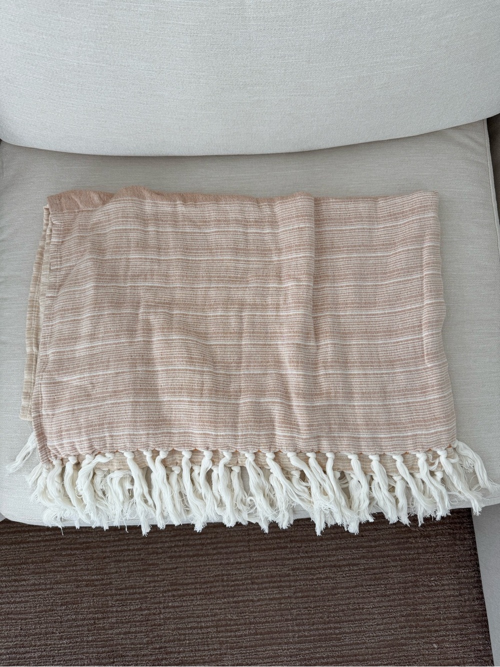 Hearth & Hand Striped Fringe Throw Blanket - Cream & Tan